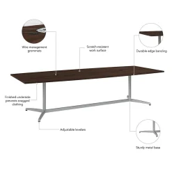 Bush Business Furniture Conference Room Tables<120W x 48D Boat Shaped Conference Table with Metal Base, Black Walnut (99TBM120BWSVK)