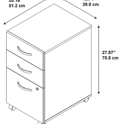 Bush Business Furniture File Cabinets<Westfield 3-Drawer Mobile Vertical File Cabinet, Letter/Legal Size, Lockable, (WC12953)