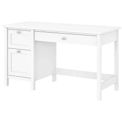 Bush Furniture Computer Desks<Broadview 54"W Computer Desk with Drawers, Pure White (BDD254WH-03)