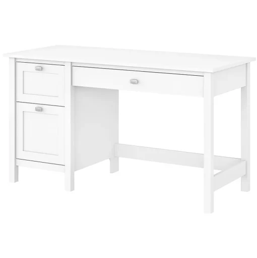 Bush Furniture Computer Desks<Broadview 54"W Computer Desk with Drawers, Pure White (BDD254WH-03)