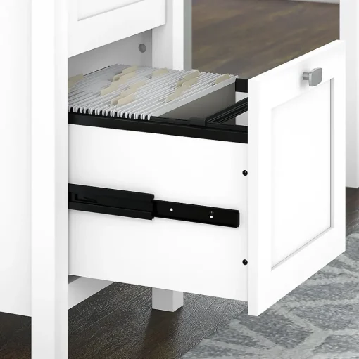 Bush Furniture Computer Desks<Broadview 54"W Computer Desk with Drawers, Pure White (BDD254WH-03)
