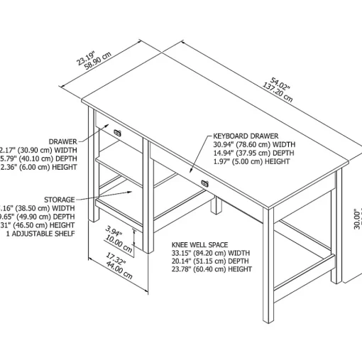Bush Furniture Computer Desks<Broadview 54"W Computer Desk with Shelves, Pure White (BDD154WH-03)