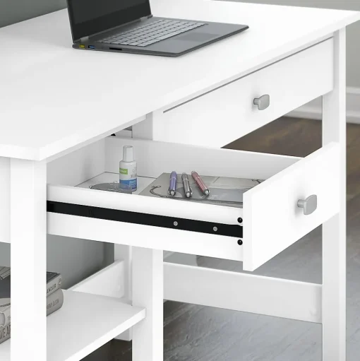 Bush Furniture Computer Desks<Broadview 54"W Computer Desk with Shelves, Pure White (BDD154WH-03)
