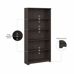 Bush Furniture Bookcases<Cabot 66" 5-Shelf Bookcase with Adjustable Shelves, (WC31766)