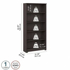 Bush Furniture Bookcases<Cabot 66" 5-Shelf Bookcase with Adjustable Shelves, (WC31766)