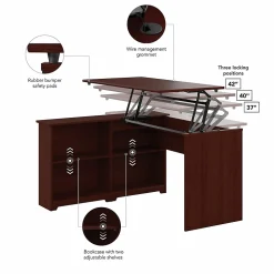 Bush Furniture Standing Desks<Cabot 52"W 3 Position Sit to Stand Corner Bookshelf Desk, Harvest Cherry (WC31416)
