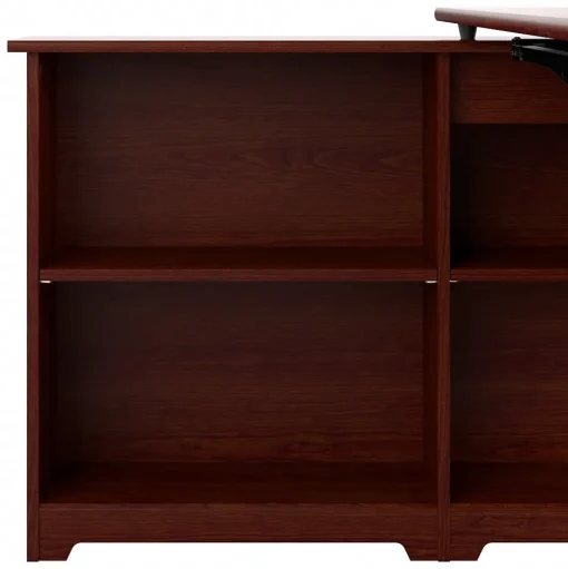 Bush Furniture Standing Desks<Cabot 52"W 3 Position Sit to Stand Corner Bookshelf Desk, Harvest Cherry (WC31416)