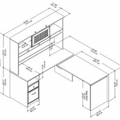 Bush Furniture Standing Desks<Cabot 60"W 3 Position Sit to Stand L Shaped Desk with Hutch, Espresso Oak (CAB045EPO)