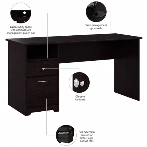 Bush Furniture Computer Desks<Cabot 60"W Computer Desk with Drawers, (WC31860)