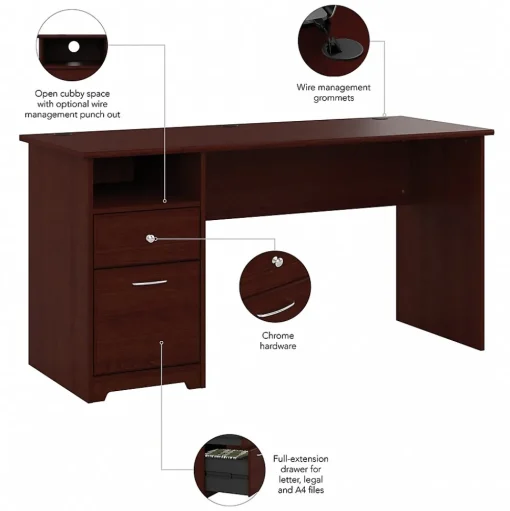 Bush Furniture Office Desks<Cabot 60"W Computer Desk with Drawers, (WC31460-03)