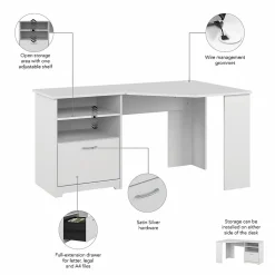 Bush Furniture Office Desks<Cabot 60"W Corner Desk with Storage, (WC31915K)