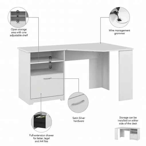 Bush Furniture Office Desks<Cabot 60"W Corner Desk with Storage, (WC31915K)
