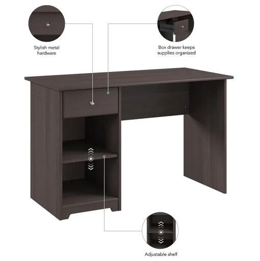 Bush Furniture Computer Desks<Cabot 48"W Computer Desk with Storage, Heather Gray (WC31747)