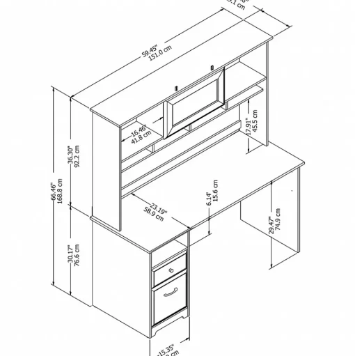 Bush Furniture Computer Desks<Cabot 60"W Computer Desk with Hutch, (CAB042EPO)
