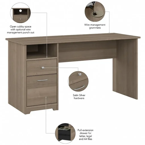 Bush Furniture Computer Desks<Cabot 60"W Computer Desk with Drawers, (WC31260)