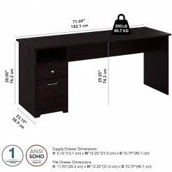 Bush Furniture Computer Desks<Cabot 72"W Computer Desk with Drawers, (WC31872)