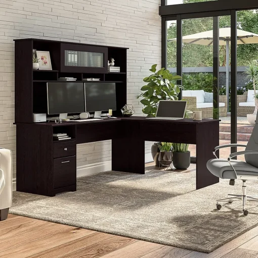 Bush Furniture Computer Desks<Cabot 72"W Computer Desk with Drawers, (WC31872)
