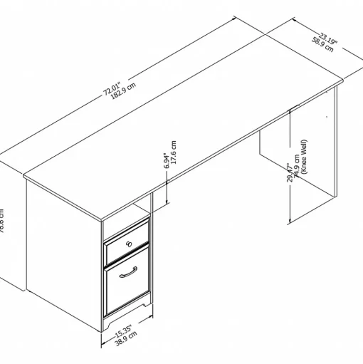 Bush Furniture Computer Desks<Cabot 72"W Computer Desk with Drawers, (WC31872)