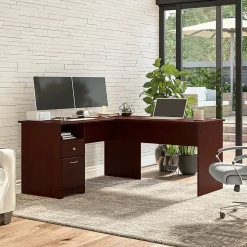 Bush Furniture Office Desks<Cabot 60"W L Shaped Computer Desk with Drawers, (CAB044HVC)