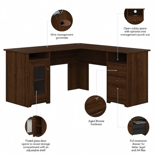 Bush Furniture Office Desks<Cabot 60"W L Shaped Computer Desk, (WC31030-03K)