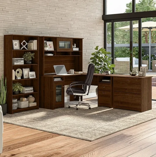 Bush Furniture Office Desks<Cabot 60"W L Shaped Computer Desk, (WC31030-03K)