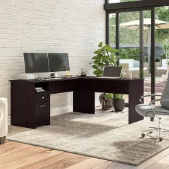 Bush Furniture Office Desks<Cabot 72"W L Shaped Computer Desk with Drawers, (CAB051EPO)