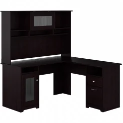Bush Furniture L-Desks<Cabot 60"W L Shaped Computer Desk with Hutch and Storage, (CAB001EPO)