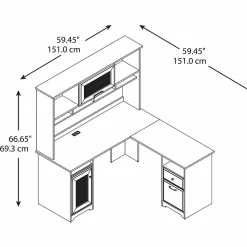 Bush Furniture L-Desks<Cabot 60"W L Shaped Computer Desk with Hutch and Storage, (CAB001EPO)