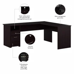 Bush Furniture L-Desks<Cabot 72"W L Shaped Computer Desk with Drawers, (CAB051EPO)