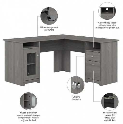 Bush Furniture L-Desks<Cabot 60"W Wood L-Shaped Computer Desk, (WC31330K)
