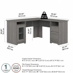 Bush Furniture L-Desks<Cabot 60"W Wood L-Shaped Computer Desk, (WC31330K)