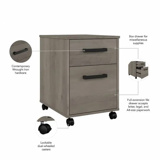 Bush Furniture File Cabinets<City Park 2 Drawer Mobile File Cabinet, (CPF116DG-03)