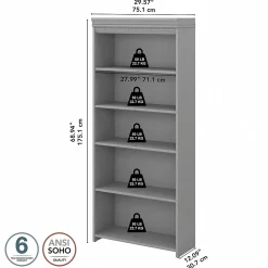 Bush Furniture Bookcases<Fairview 69"H 5-Shelf Bookcase with Adjustable Shelves, Laminated Wood (WC53565-03)