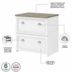Bush Furniture Office Desks<Fairview 60"W L Shaped Desk with Lateral File Cabinet and 5 Shelf Bookcase, (FV008G2W)