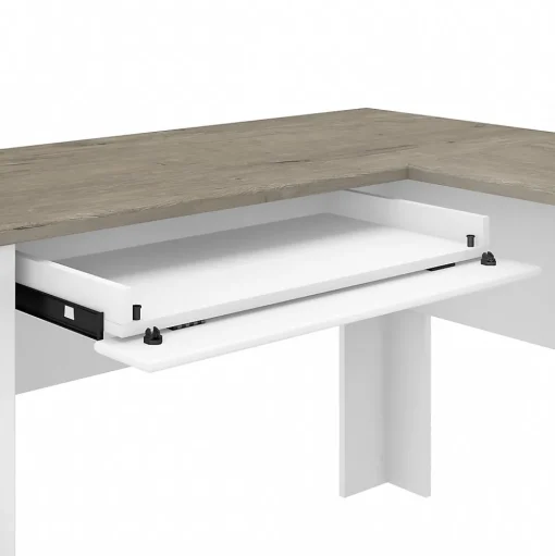 Bush Furniture Office Desks<Fairview 60"W L Shaped Desk with Lateral File Cabinet and 5 Shelf Bookcase, (FV008G2W)