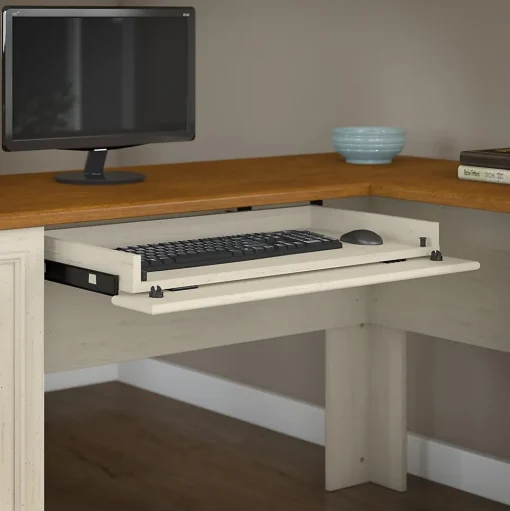 Bush Furniture Computer Desks<Fairview 60"W L Shaped Desk with Drawers and Storage Cabinet, (WC53230-03K)