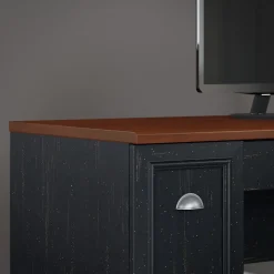 Bush Furniture L-Desks<Fairview 60"W L Shaped Desk with Drawers and Storage Cabinet, (WC53930-03K)