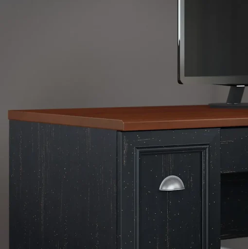 Bush Furniture L-Desks<Fairview 60"W L Shaped Desk with Drawers and Storage Cabinet, (WC53930-03K)