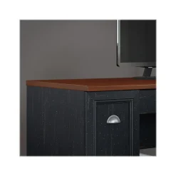 Bush Furniture L-Desks<Fairview 60"W L Shaped Desk with Lateral File Cabinet and 5 Shelf Bookcase, Antique Black (FV008AB)