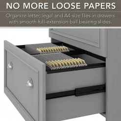 Bush Furniture L-Desks<Fairview 60"W L Shaped Desk with Lateral File Cabinet and 5 Shelf Bookcase, (FV008CG)