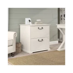 Bush Furniture File Cabinets<Homestead 2-Drawer Lateral File Cabinet, Letter/Legal Size, Lockable, Linen White Oak (HOF129LW-03)