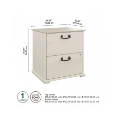 Bush Furniture File Cabinets<Homestead 2-Drawer Lateral File Cabinet, Letter/Legal Size, Lockable, Linen White Oak (HOF129LW-03)