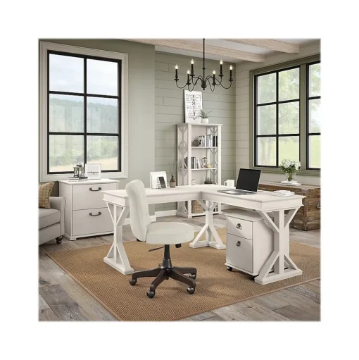 Bush Furniture File Cabinets<Homestead 2-Drawer Lateral File Cabinet, Letter/Legal Size, Lockable, Linen White Oak (HOF129LW-03)