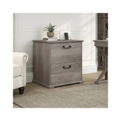 Bush Furniture File Cabinets<Homestead 2-Drawer Lateral File Cabinet, Letter/Legal Size, Lockable, Driftwood Gray (HOF129DG-03)