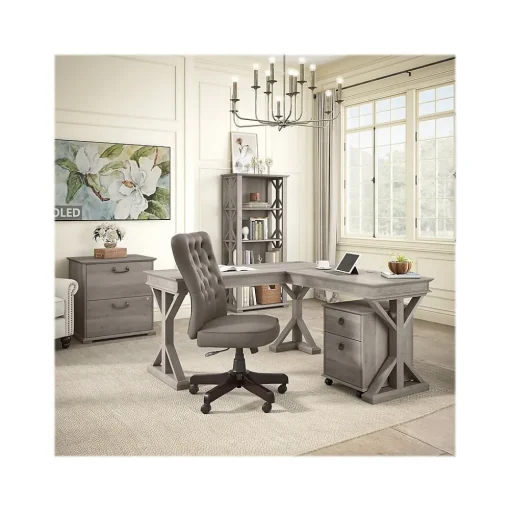 Bush Furniture File Cabinets<Homestead 2-Drawer Lateral File Cabinet, Letter/Legal Size, Lockable, Driftwood Gray (HOF129DG-03)