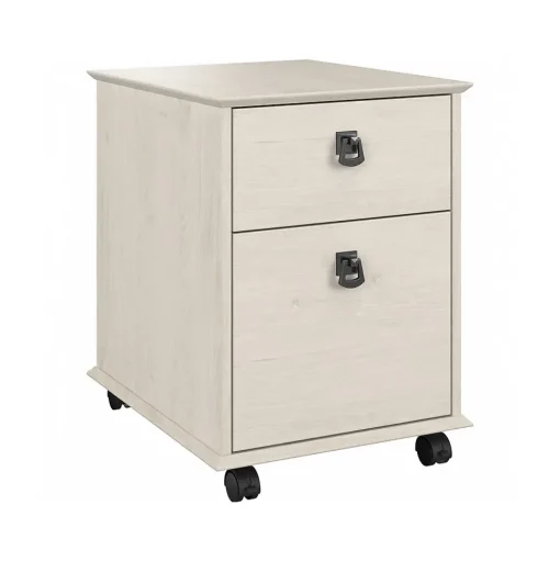Bush Furniture File Cabinets<Homestead 2-Drawer Mobile File Cabinet, Letter Size, Linen White Oak (HOF117LW-03)