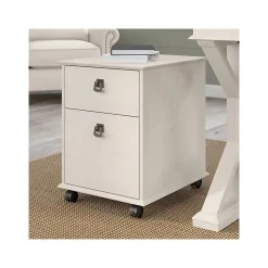 Bush Furniture File Cabinets<Homestead 2-Drawer Mobile File Cabinet, Letter Size, Linen White Oak (HOF117LW-03)