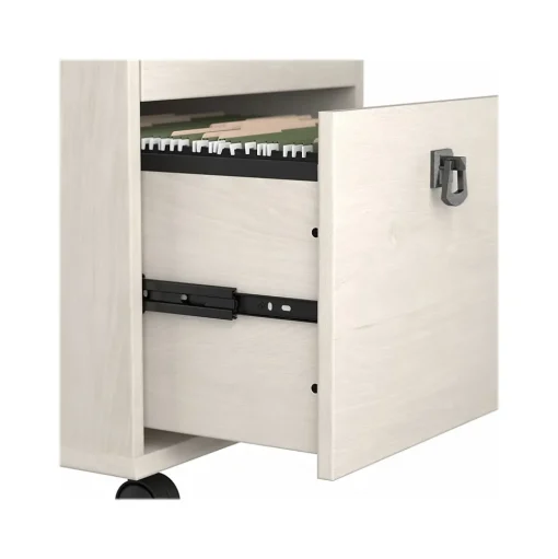 Bush Furniture File Cabinets<Homestead 2-Drawer Mobile File Cabinet, Letter Size, Linen White Oak (HOF117LW-03)