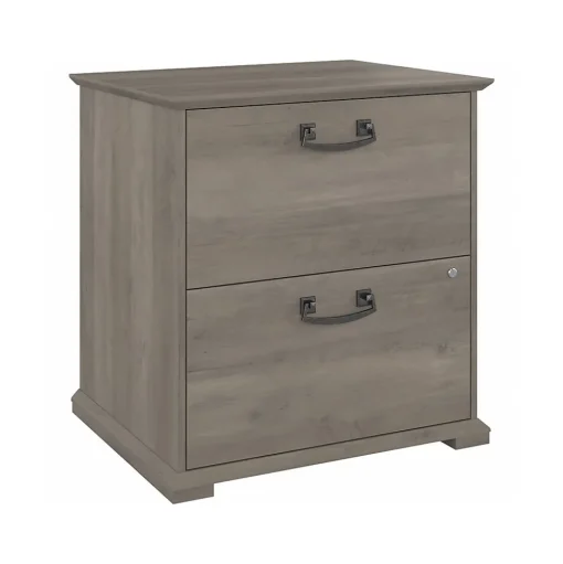 Bush Furniture File Cabinets<Homestead 2-Drawer Lateral File Cabinet, Letter/Legal Size, Lockable, Driftwood Gray (HOF129DG-Z)