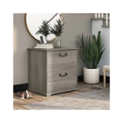 Bush Furniture File Cabinets<Homestead 2-Drawer Lateral File Cabinet, Letter/Legal Size, Lockable, Driftwood Gray (HOF129DG-Z)
